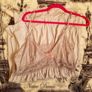 Silver Gray Cotton Lace Nightie Chemise Slip